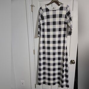 Dainty Jewells Monochrome Checkered Long Sleeve Dress